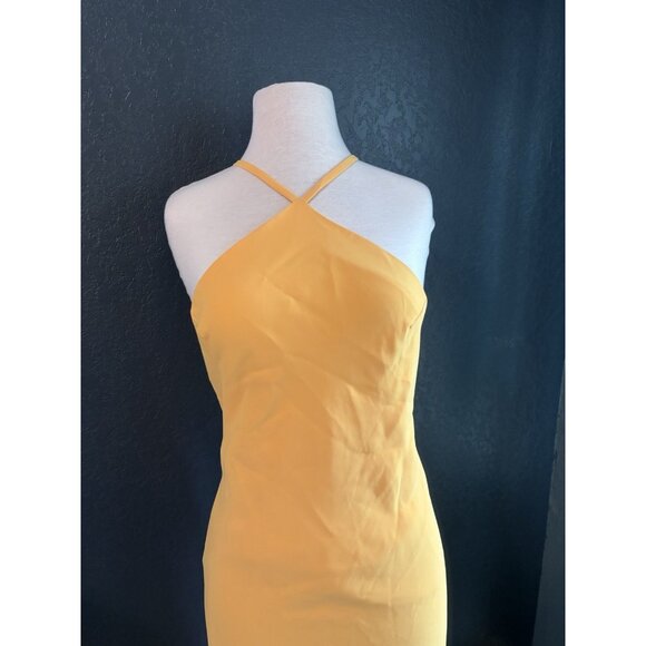 Amanda Uprichard Revolve Yellow Bows Back Midi Melonie Dress Sz Small - Picture 2 of 7